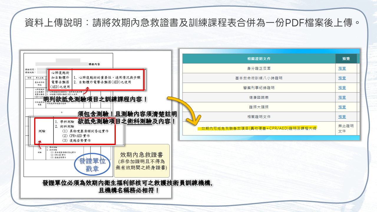 檢定及複訓術科急救測驗免測申請說明